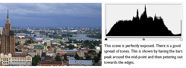 photography basics - the camera histogram. Example using a good exposure