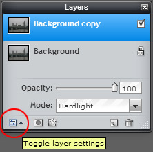 layers palette in Pixlr