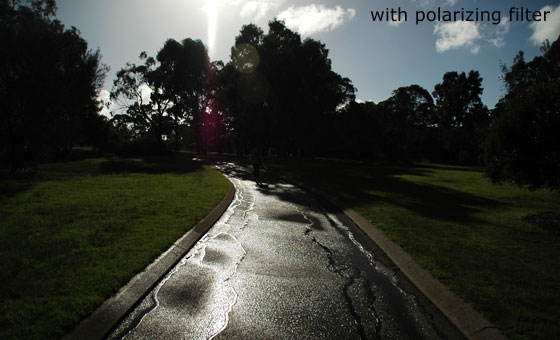 Example of circular polarizing filter used to reduce reflections in photography - after