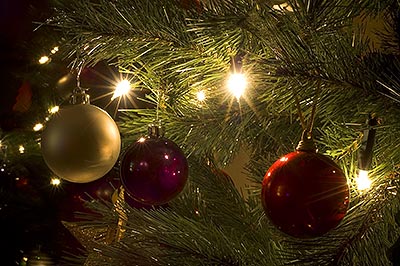 Baubles on a christmas tree