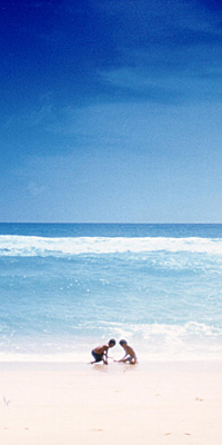 children playing on a beach