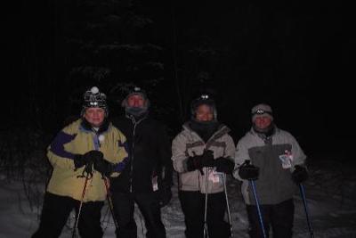 stopping to see the clear night ski