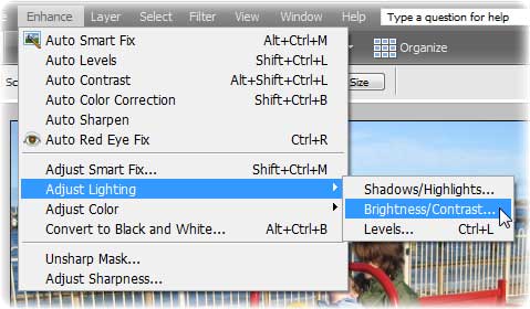  Photoshop elements screenshot - brightness 